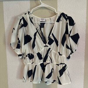 Sienna Sky Navy Blue and White Women's Blouse